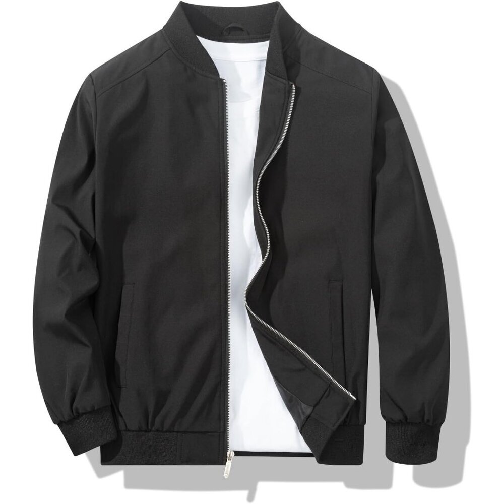 Men's Stylish Lightweight Black Bomber Jackets Coat Winter Warm Inner Pocket
